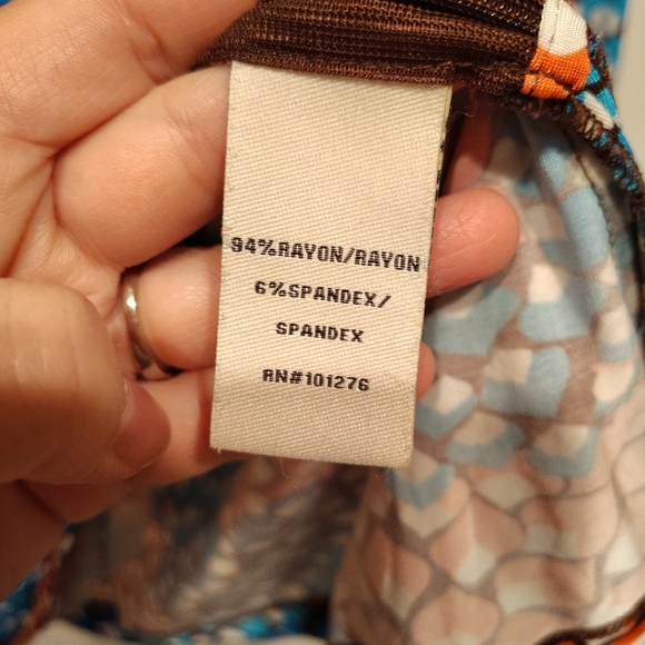 Eci New York Multicolor Mosaic Floral Babydoll V-Neck Tunic Top Sz M Y2K Boho - Picture 5 of 8